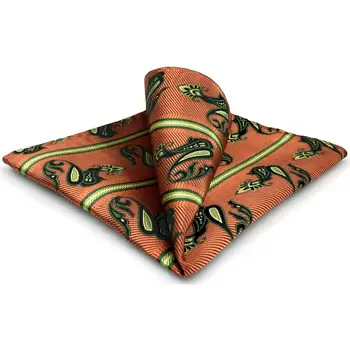 

Paisley Orange Yellow Pocket Square Big Size Handkerchief Wedding Silk