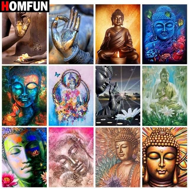 HOMFUN Diamond painting "Religious Buddha" Full Square/Round Drill Wall Decor Inlaid Resin Embroidery Craft Cross stitch 1