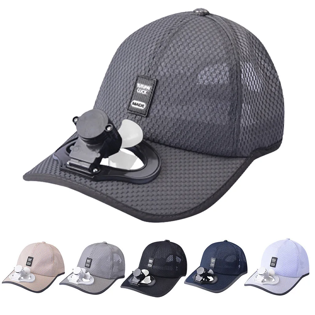 

Unisex Camping Hiking Peaked Cap Fan Baseball Hat Cooling USB Solar Power Sun With Cooling Fan Summer Camping Traveling F808
