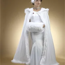 Зимняя теплая накидка с капюшоном из искусственного меха белого цвета и цвета слоновой кости, свадебная накидка, Длинная свадебная накидка, пальто, шаль, зимняя Свадебная накидка