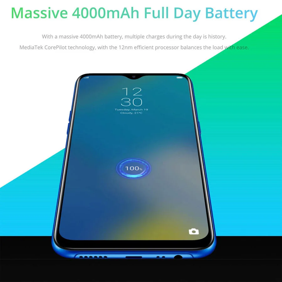 Совершенно мобильный телефон Realme C2 с двумя sim-картами, 2 Гб ОЗУ, 16 Гб ПЗУ, OctaCore, 6,1 дюймов, 1560x720 p, 4000 мА/ч, 13 МП, Android 9,0, смартфон