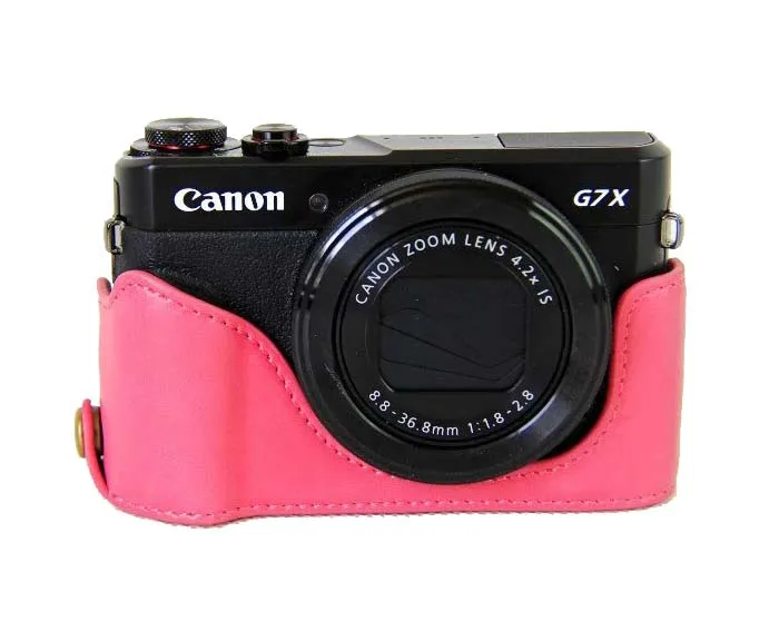 Rose red Чехол для камеры из искусственной кожи для Canon Powershot G7X II G7X mark 2 G7XII G7X3 G7X III Digital camera - Цвет: Rose red