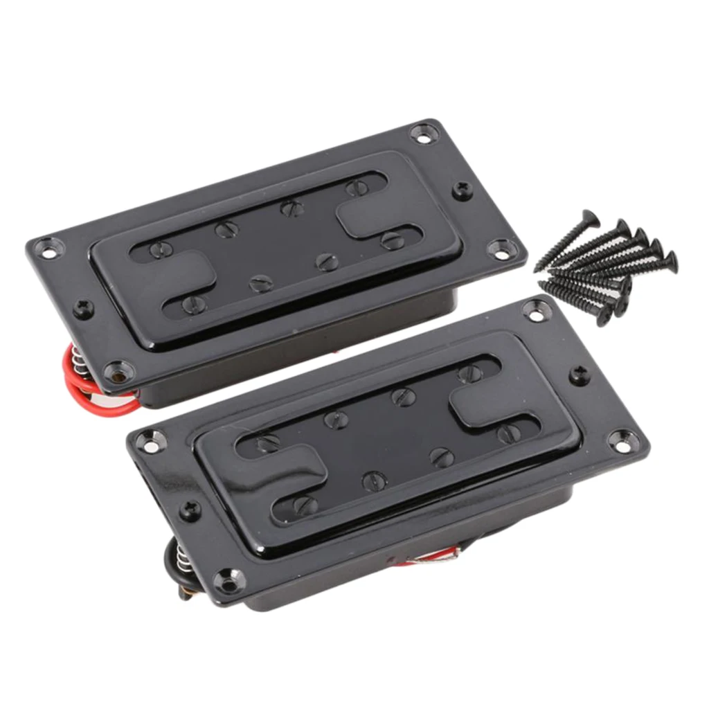 2pieces Black Noiseless Double Bridge Pickups for 4 String Electric Guitar