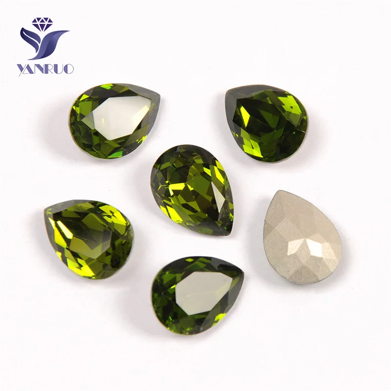 Olivine Yanruo 4320 стразы из Искусственного хрусталя поделки драгоценные камни каплевидные K9 Точка обратно Швейные Стразы все для рукоделия и украшения - Цвет: Olivine