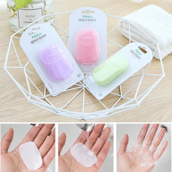 

50PCS Random Color Disposable Box Soap Paper Portable Bath Hand Washing Scented Sheet Foaming Slice Mini Soap for Traveling Home