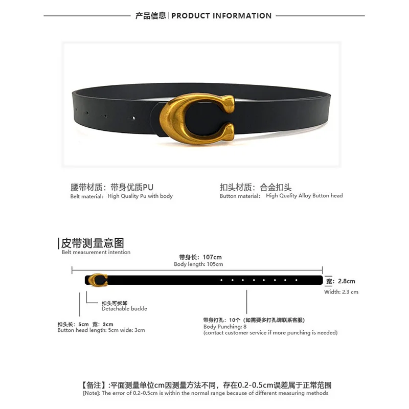 Fashion High Quality Women Leather Belts Retro Waist Strap Designer C Buckle Female Ladies Waistband All-match Jeans Belt