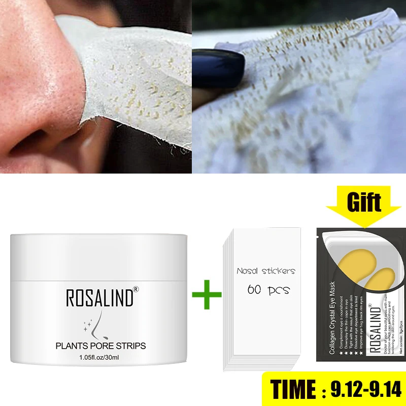 

ROSALIND Face Masks Facial From Black Dots Remove Deep Clean Blackhead Nose Strips Peeling For Acne White Cream Nose Skin Care