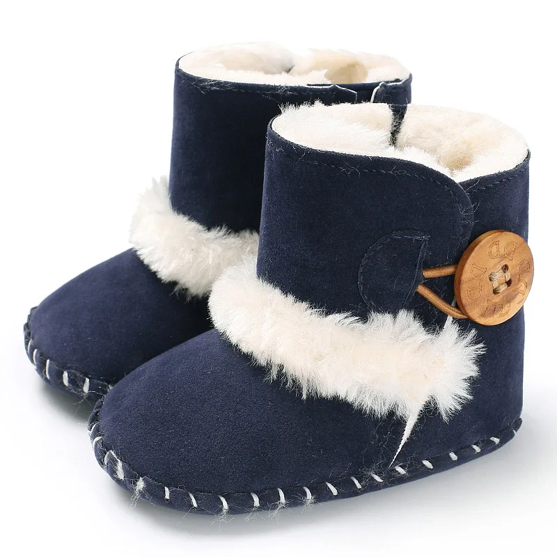 Royal Blue Зимние сапоги для новорожденных; теплые зимние плюшевые ботинки для новорожденных девочек и мальчиков; детская зимняя обувь; нескользящие зимние ботинки для малышей - Цвет: Royal Blue