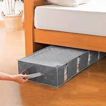 

Home and Living Organizer 53L Large Capacity Under Bed Clothes Storage Box Folding Organizer with Zipper