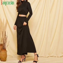 Офисная Длинная женская юбка с высокой талией, черная элегантная женская юбка, летняя эластичная лента, свободная повседневная юбка размера плюс, пляжные вечерние юбки