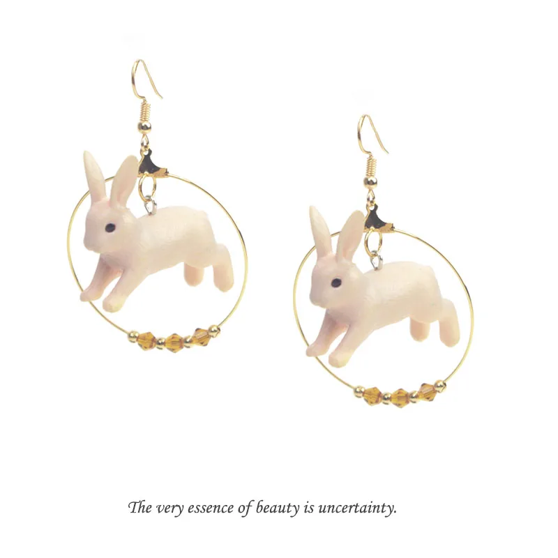 

Womens 3D Rabbit Unusual Earrings Fashion Sweet Earring Cute Female Earrings Trendy Party Earrings For Women Round Ear Clip