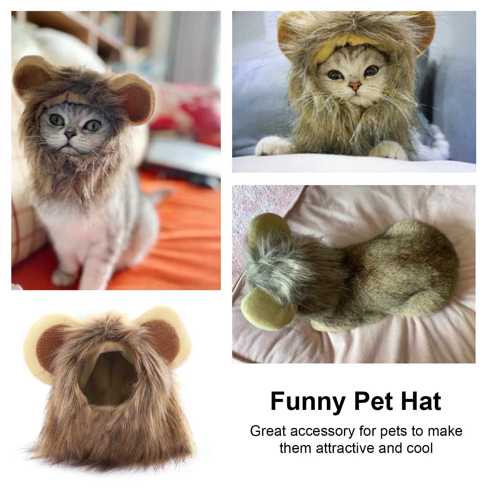 Cosplay Cat Clothes Pet Small Dog Cats Costume Lion Mane Wig Cap Hat for Cat Dogs Halloween Christmas Clothes Dress Pet Clothes