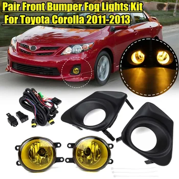 

Car Halogen Fog Light For Toyota Corolla 2011 2012 2013 Foglight With Cover Grilss Chrome With Amber Glass Bulb Wire Accessories
