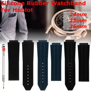 

24mm Silicone Rubber Watchband Waterproof Replacement Strap Wrist Bracelet With Screwdriver Without Buckle For/Hublot