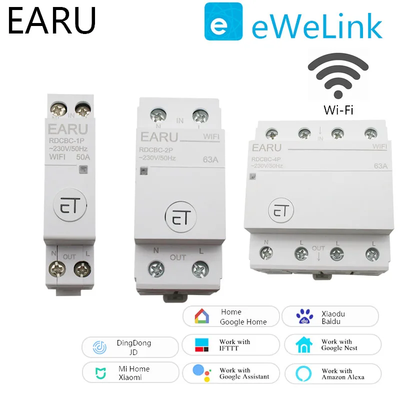 WiFi Circuit Breaker 1P 2P 4P Time Timer Switch Relay Smart Home House Remote Control Voice Control for Amazon Alexa Google Home