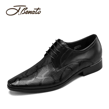 

J.benato Man Shoes Business Men's Dress Shoes Lace Derby Toe Cap Leather Embossed Suit Leather Wedding Shoes