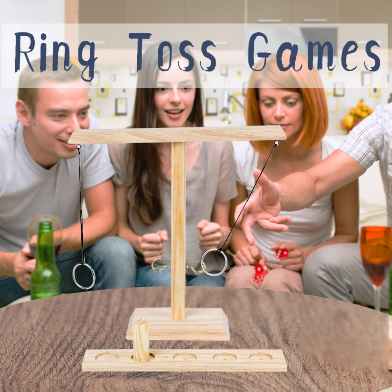 Adult Table Games Wooden Ring Toss Game Drinking Game Toy Toss Hook Board Montessori Toys For Children Adults Party Brain Game 2