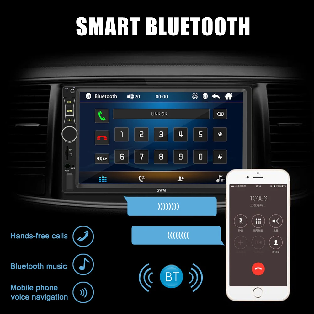 7 дюймов Автомобильный MP5 плеер Bluetooth стерео USB AUX FM сенсорный экран дистанционное управление радио JLRJ88