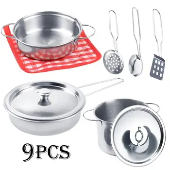 

Simulation Cookware Kitchen Toys Set Stainless Steel Tableware Toys Kitchenware Accessories for Kids