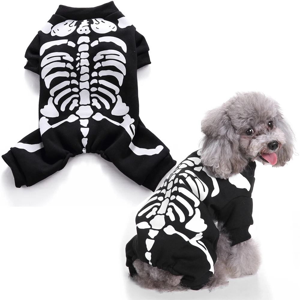 Хэллоуин для домашней собаки дышащий жилет костюм ужас Скелет одежда собаки чихуахуа одежда Teddy одежда для домашних животных D40