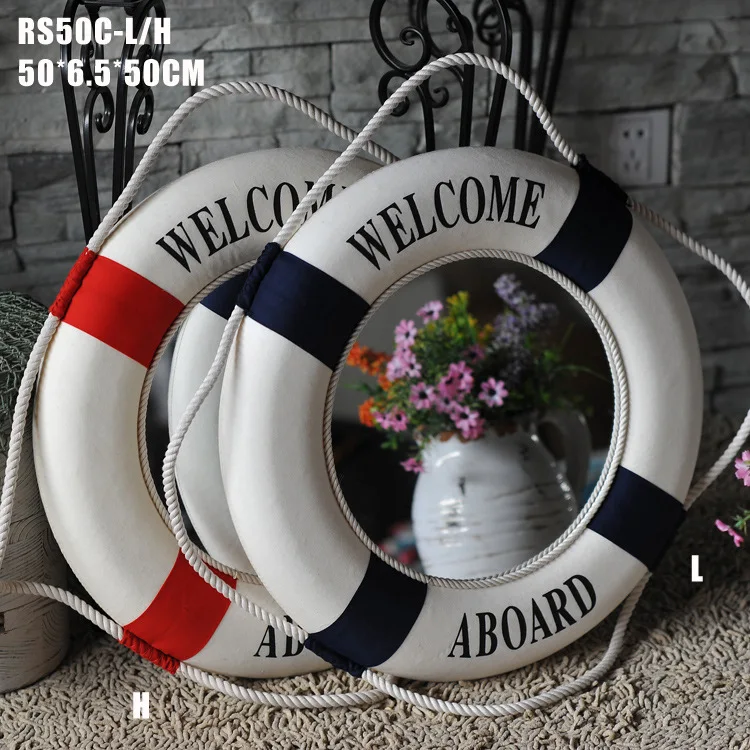 Cotton Lifebuoy Bar Living Room Nautical Home Decor Crafts Wall Hanger 3D Sticker Decoration Mediterranean Style 50 Cm Love | Дом и сад