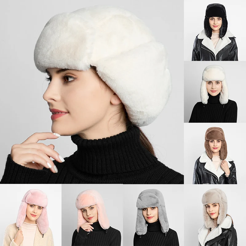 Осень зима искусственный мех толстый плюшевый теплый женский головной убор