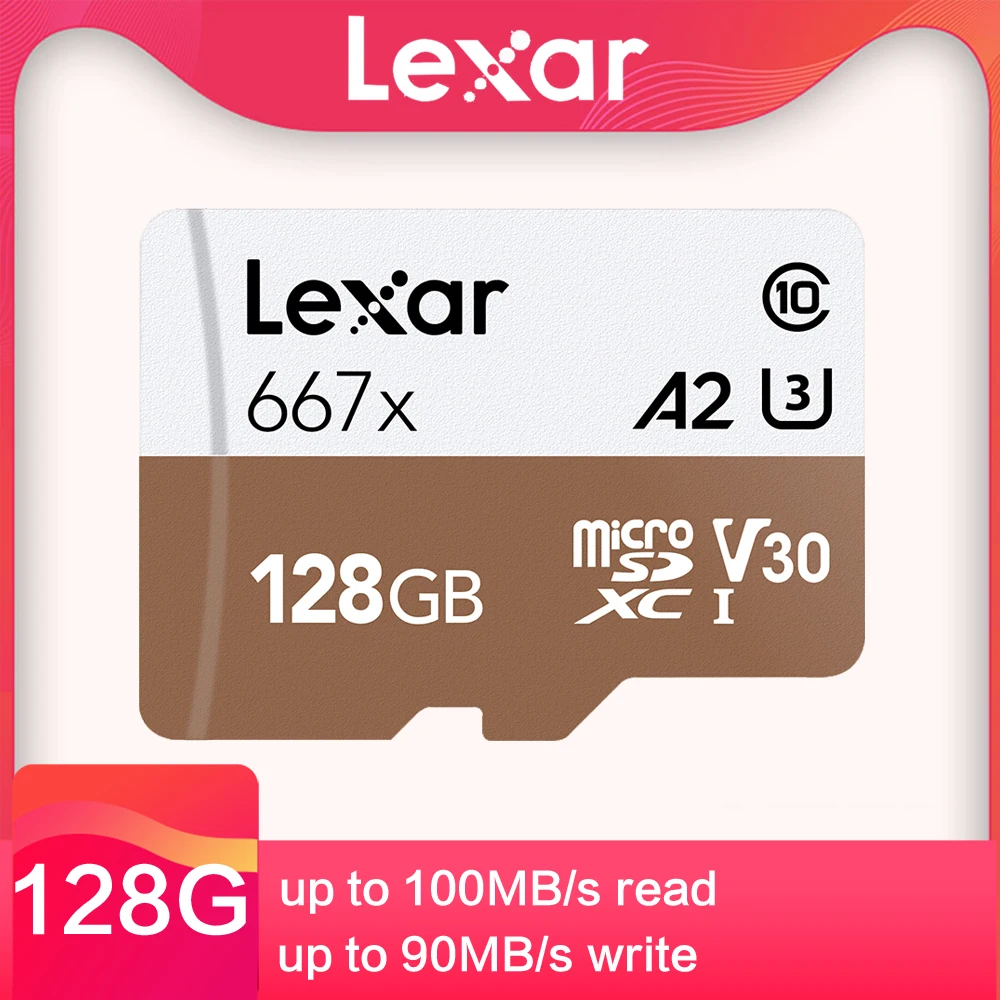 Профессиональная карта памяти Lexar 667x SDXC UHS-I карта Micro SD с адаптером 64 Гб 128 ГБ 256 ГБ A2 U3 V30 C10 tf-карта для 4K видео