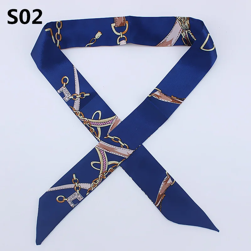 100 colors Emulation Silk Leopard Small Bag Handle headband Scarf Women Fashion Luxury Brand Hair Tie Ribbon Scarf
