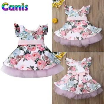 

Toddler Kids Baby Girls Summer Flower Princess Party Pageant Dress Sundress