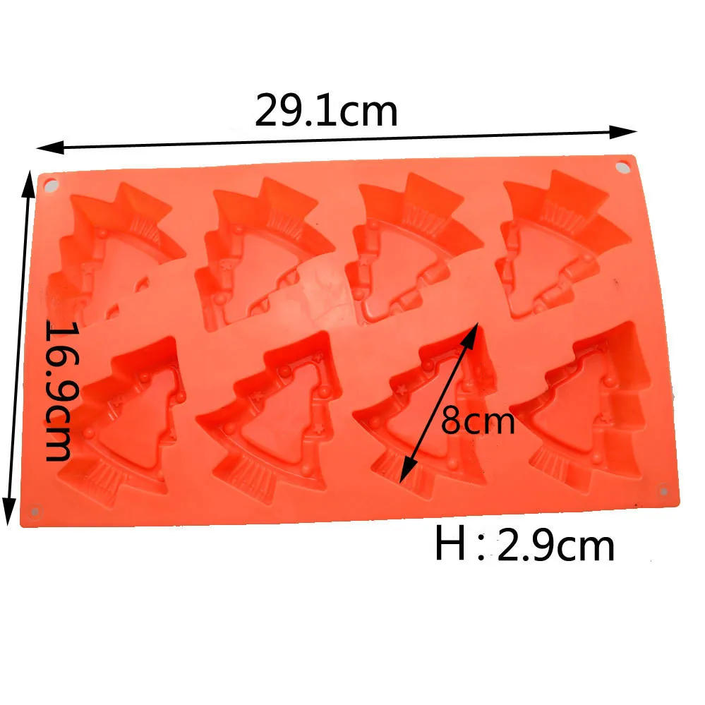 8 отверстий, форма рождественской елки, силиконовая форма для шоколада, форма для выпечки, лоток для украшения торта, инструменты для печенья, кондитерских изделий, кухонные аксессуары