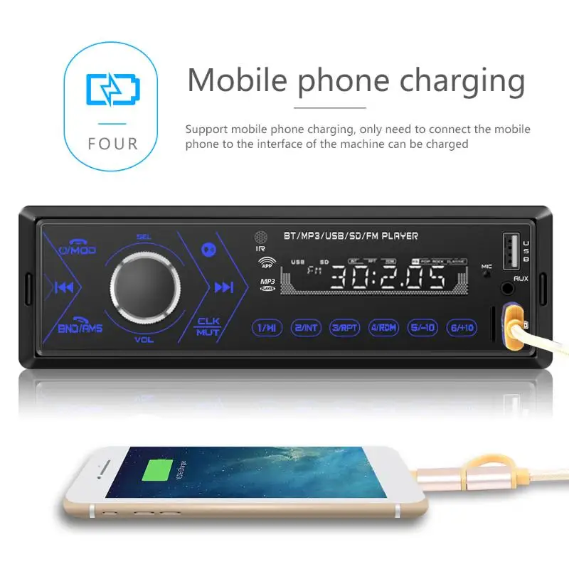 Радио Автомобильный плеер Bluetooth стерео Авто Радио сенсорный экран MP3 музыкальный плеер с цветным светильник для автомобиля входной приемник