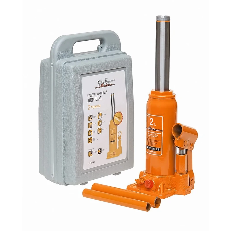 Домкрат AIRLINE AJ-B-02K бутылочный 2т в кейсе MIN - 165мм, MAX - 315мм