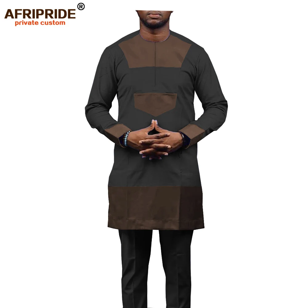Африканский мужской костюм с рубашкой, традиционный комплект одежды, племенная верхняя одежда, повседневная одежда из 2 предметов, Дашики, Анкара, комплект A1916027 - Цвет: 12-6