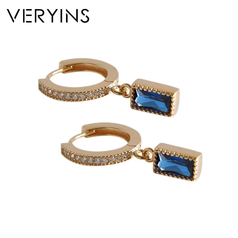 

Veryins Pure 925 Silver Earrings Small Hoop Earrings Gold Color Korean Fashion Zircon 925 Silver Female Fine Jewelry