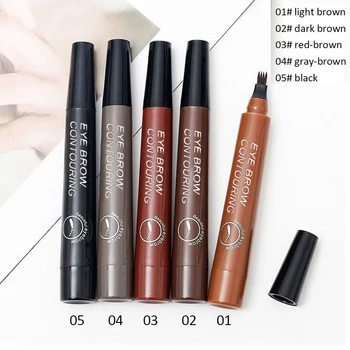 

1pcs 4 Head Fork Tip Fine Liquid Eyebrow Pencil Natural Color Sketch Eyebrow Brush Waterproof Sweatproof Long Lasting Brow Cream