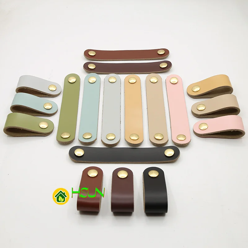 

2 pcs Cupboard door brass leather handle single hole simple cupboard wardrobe drawer pure copper handle case foreskin handle