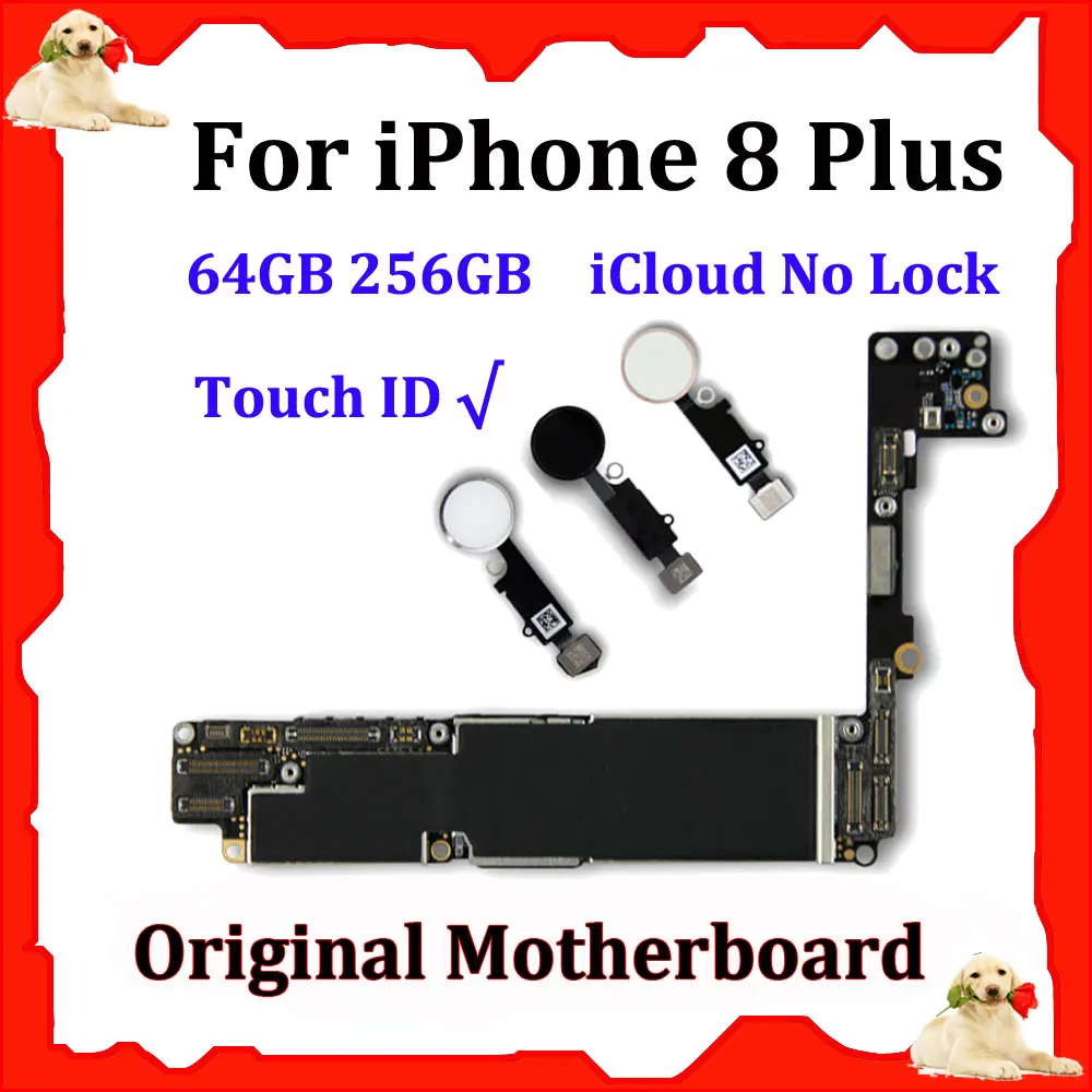 

Original Motherboard Touch ID For iPhone 8 Plus 64GB 256GB iCloud Full Unlocked Logic Mother Board Mainboard Fingerprint 8plus