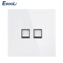 Esooli белая роскошная хрустальная рамка с закаленным стеклом двойной RJ11 Tel Jack 2 Выключатель двойной розетка для телефона принадлежности для прокладки кабелей