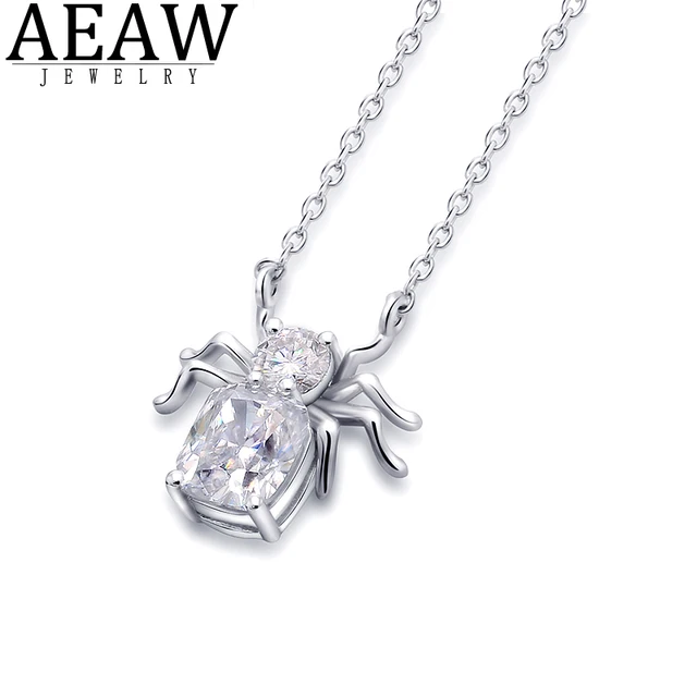 AEAW D Color 6x7mm Cushion Cut Excellent Moissanite Pendant Necklace Solid 14K White Gold Fine For Lady 1