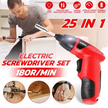 

25pcs Electric Screw Driver Cordless Screwdriver 4.8V 180r/min Chargeable Drill Power Tools With 24pcs Screws Drill Power Tools