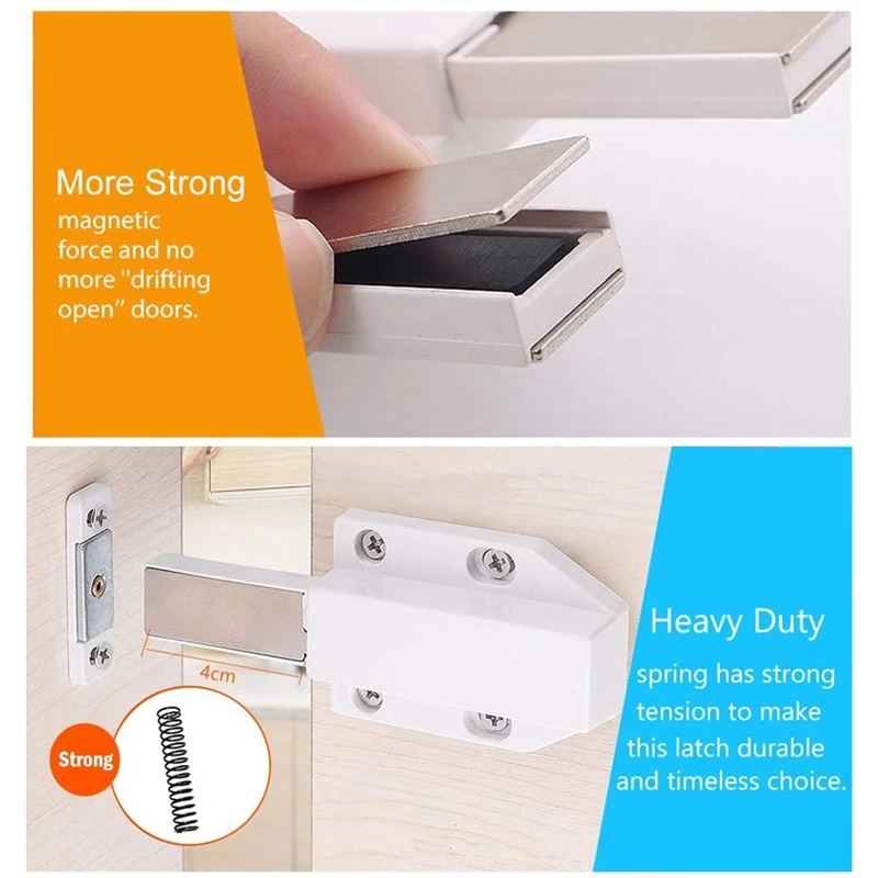 ABSF Push Latch Heavy Duty 4 Pack for Large Door Magnetic Contact Latches magnetic cabinet catches magnetic cabinet latches