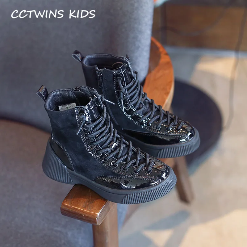 Черный CCTWINS/детская обувь; коллекция года; сезон осень; Модные женские Ботинки martin для девочек; брендовые Черные ботильоны для маленьких мальчиков; замшевая обувь для малышей; MB108 - Цвет: Черный