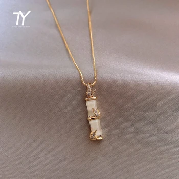 2020 new Simple ladies bamboo shaped pendant Korean women's collarbone chain exquisite gift  fashion jewelry short necklace
