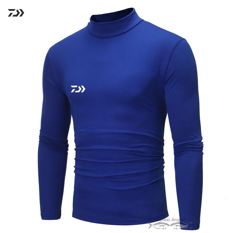 Дышащие Термальность Daiwa Рыбалка одежда Для мужчин на зиму рубашка с длинным рукавом однотонные Рыбалка Костюмы дышащая быстросохнущая майки - Цвет: Синий