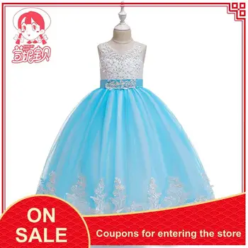 

4-14 Years Old Girl Dress Girl Summer Clothing Robe Wedding Dress Puffy Princess DressLace Flower Girl Children's Prom Dress