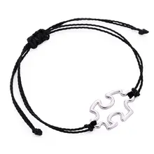 Модный черный многоцветной Плетеный восковой браслет с пазлами из кусочков ювелирных изделий унисекс высокого качества подарок для влюбленных Шарм 033