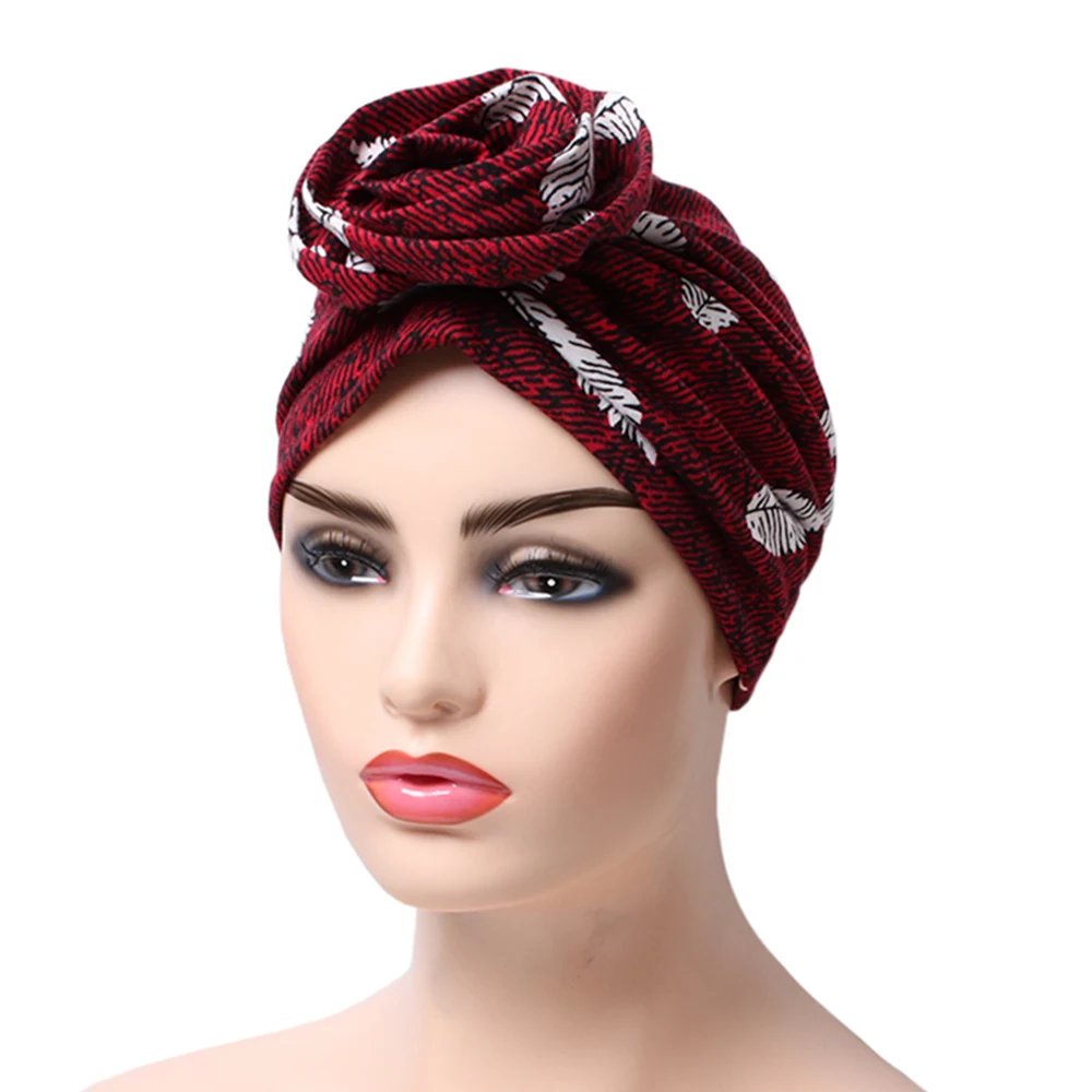 

Cotton Print Turban Women Flower Design Turbante Muslim Chemo Cap