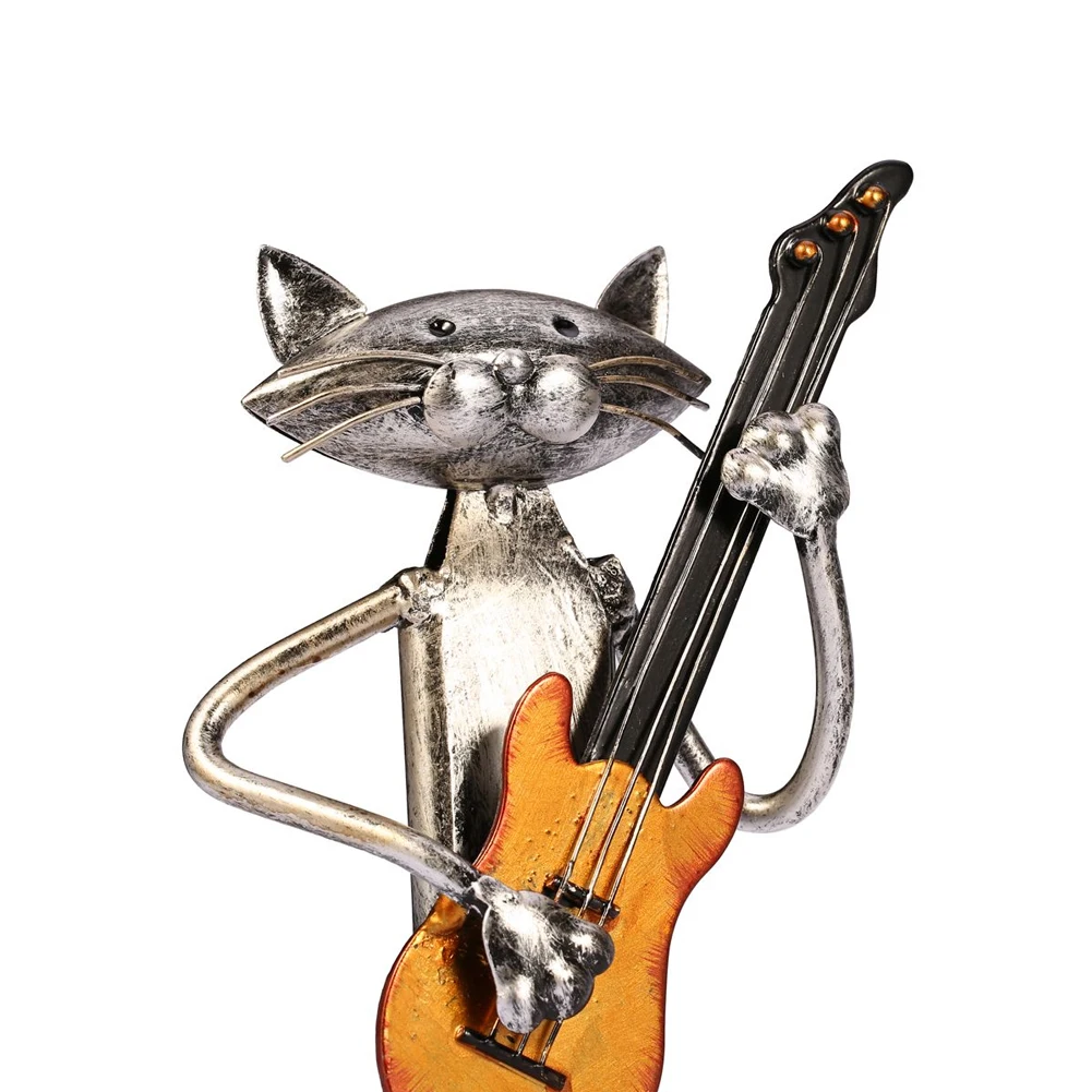 Gift Cat Sculpture Desk Decorative Crafts Figurine Living Room Modern Simple Small Handmade Home Ornament Office Iron Art