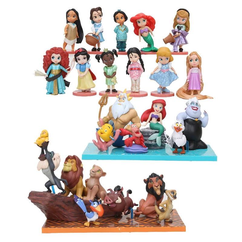 

11pcs/9pcs Q posket Princess The Little Mermaid Ariel Snow White Princess Cinderella Rapunzel Figure Cake Decorations