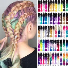 Lupu Африканский негабаритный парик большая коса градиент два цвета плетеные волосы 24 дюймов гигантские синтетические волосы коса